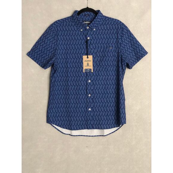 Chubbies Men's Small Seahorse Button Down Shirt Blue NEW - Picture 1 of 9